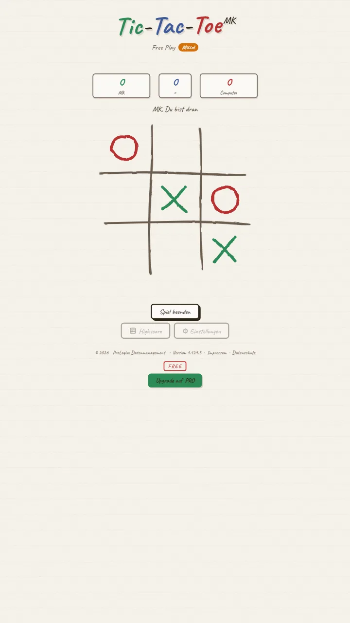 Gameplay – Spielfeld mit X- und O-Symbolen